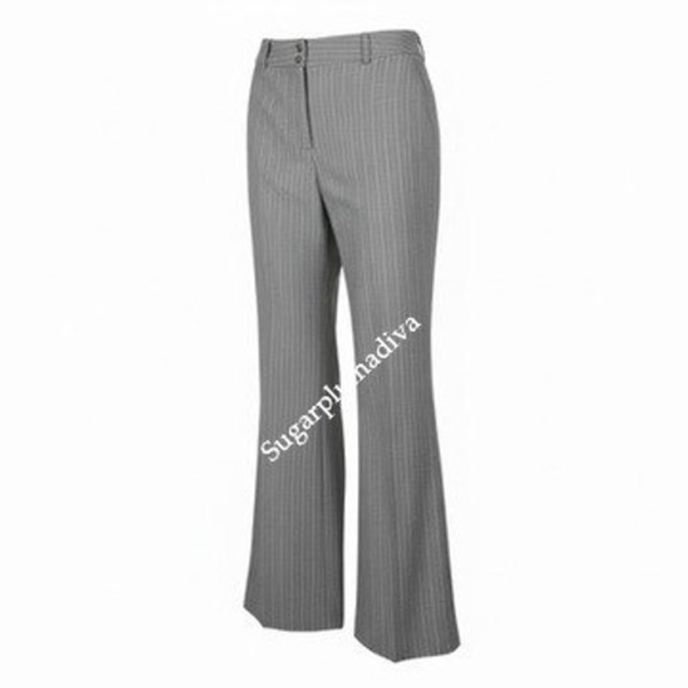 Chico's Grey‎ Pinstripe Wide Leg Trouser Pants 2 Modern Stretch Career Pants 12